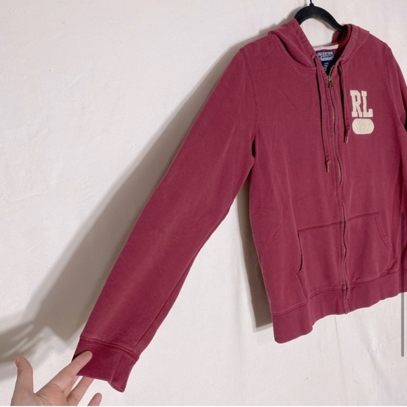 Vintage Y2K Polo Jeans Company Red Zip Hoodie XL - Picture 7 of 11